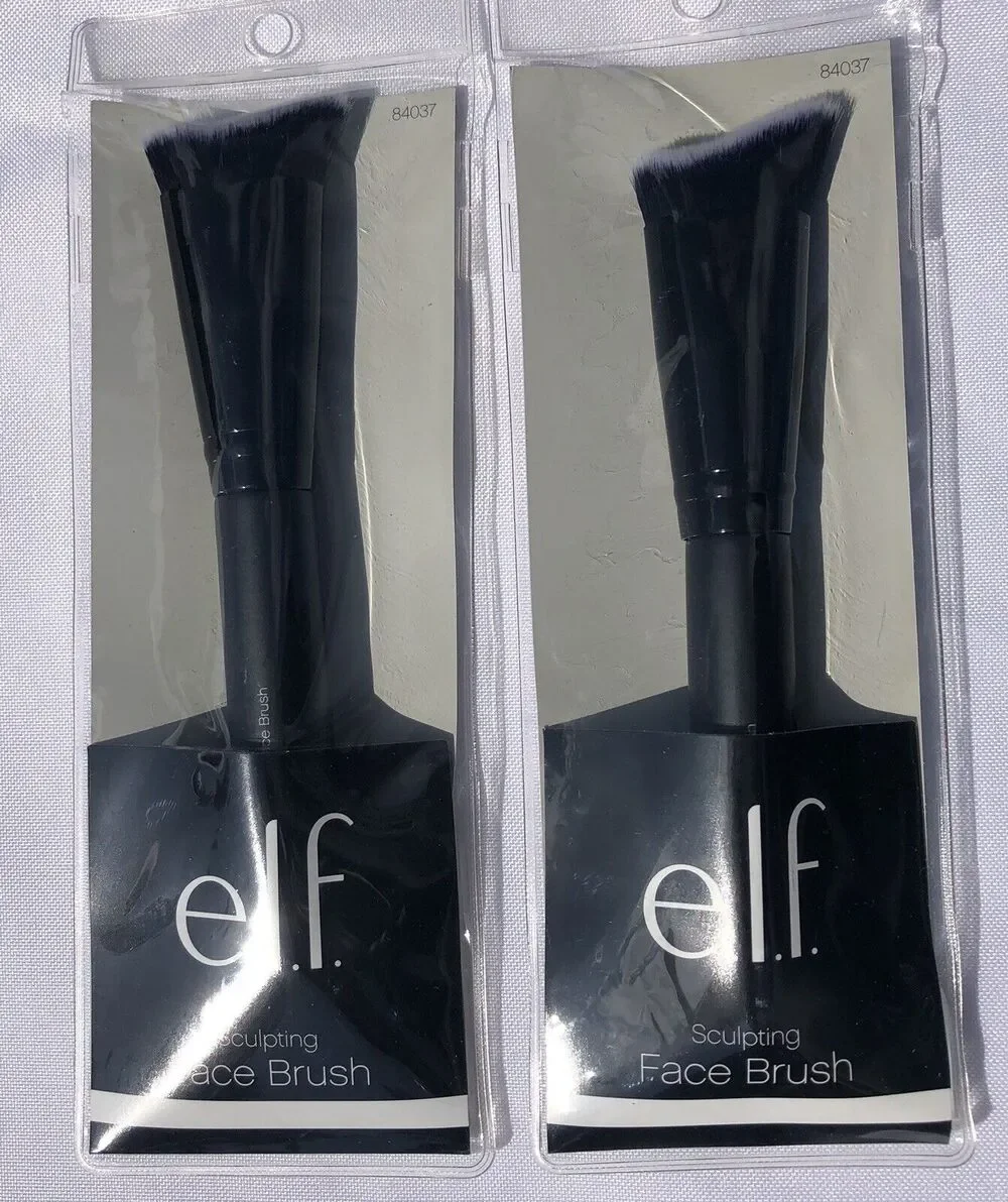 Elf Makeup Brush Black Sculpting Face Brush Ultra Fine Synthetic Lot of Two